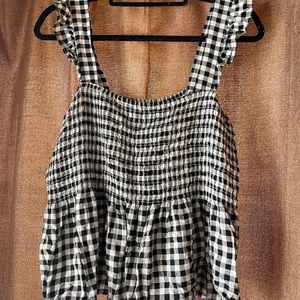 Checkered Peplum Tank Top